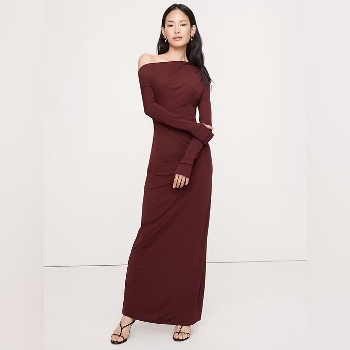 Nwt! Banana Republic Red Matte Jersey Open Back Maxi Dress #861265